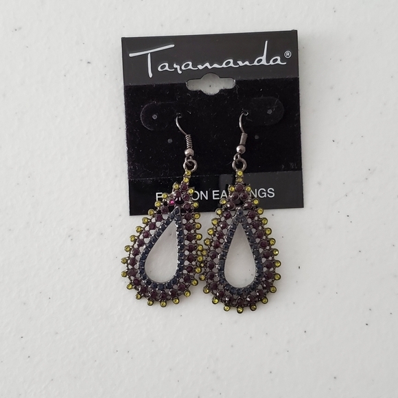 Taramanda Rhinestone Dangle Earrings Whimsigoth Dark Romantic NEW - Picture 7 of 8